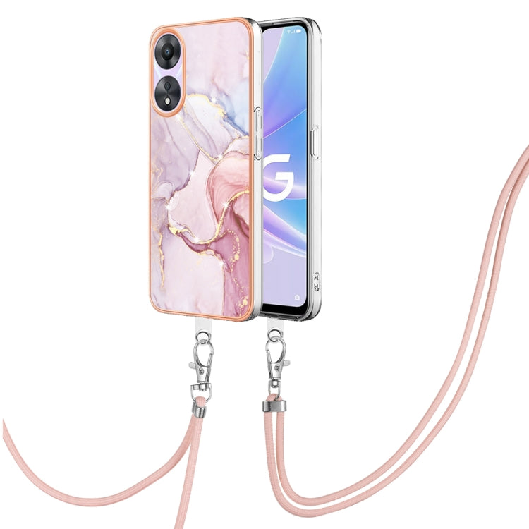 Electroplating Marble Dual-side IMD Phone Case with Lanyard, For OPPO Reno8 T 4G, For OPPO A78 / A58, For OPPO A98, For OPPO A57 4G/A77 5G Taiwan/K10 5G Global, For OPPO A79 5G Global