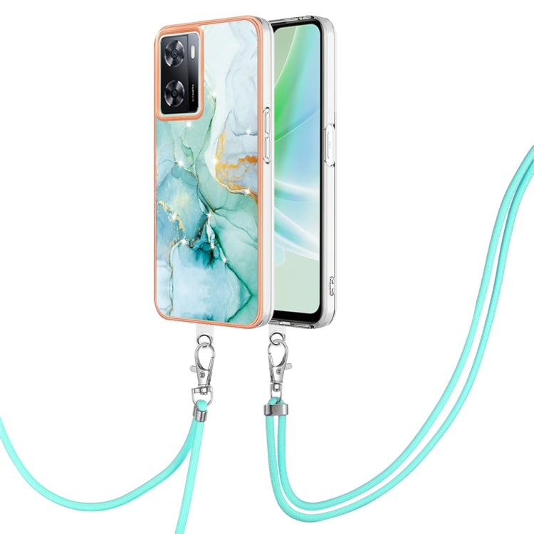 Electroplating Marble Dual-side IMD Phone Case with Lanyard, For OPPO Reno8 T 4G, For OPPO A78 / A58, For OPPO A98, For OPPO A57 4G/A77 5G Taiwan/K10 5G Global, For OPPO A79 5G Global