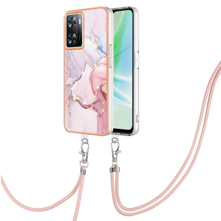 Electroplating Marble Dual-side IMD Phone Case with Lanyard, For OPPO Reno8 T 4G, For OPPO A78 / A58, For OPPO A98, For OPPO A57 4G/A77 5G Taiwan/K10 5G Global, For OPPO A79 5G Global