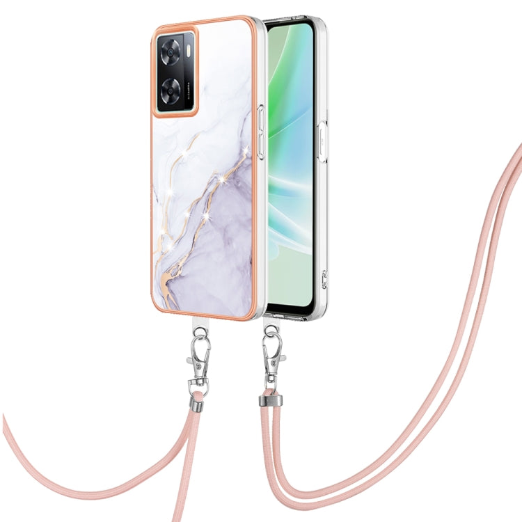 Electroplating Marble Dual-side IMD Phone Case with Lanyard, For OPPO Reno8 T 4G, For OPPO A78 / A58, For OPPO A98, For OPPO A57 4G/A77 5G Taiwan/K10 5G Global, For OPPO A79 5G Global