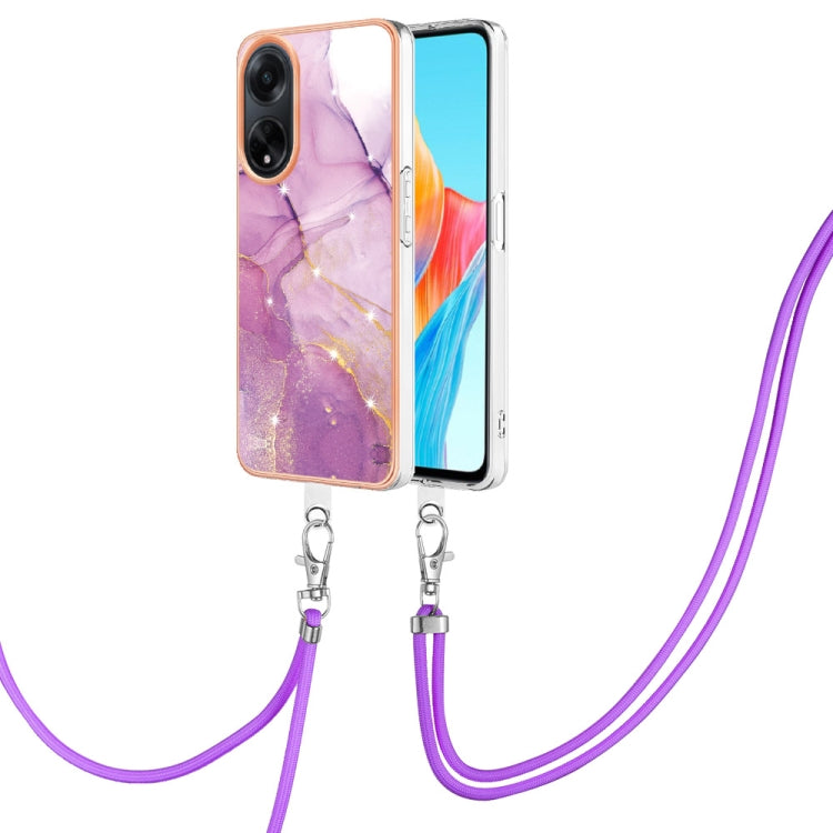 Electroplating Marble Dual-side IMD Phone Case with Lanyard, For OPPO Reno8 T 4G, For OPPO A78 / A58, For OPPO A98, For OPPO A57 4G/A77 5G Taiwan/K10 5G Global, For OPPO A79 5G Global