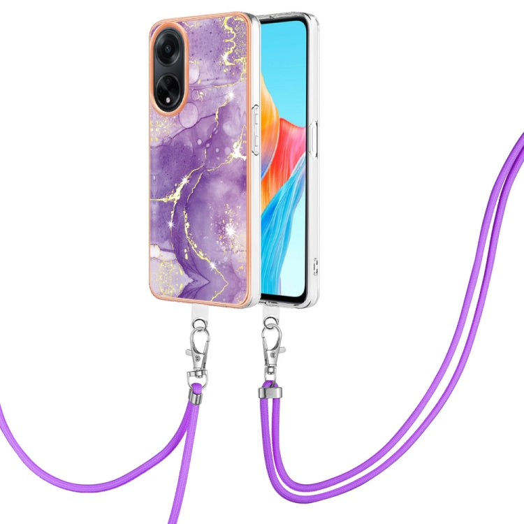 Electroplating Marble Dual-side IMD Phone Case with Lanyard, For OPPO Reno8 T 4G, For OPPO A78 / A58, For OPPO A98, For OPPO A57 4G/A77 5G Taiwan/K10 5G Global, For OPPO A79 5G Global