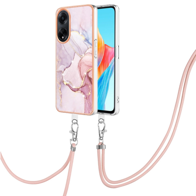 Electroplating Marble Dual-side IMD Phone Case with Lanyard, For OPPO Reno8 T 4G, For OPPO A78 / A58, For OPPO A98, For OPPO A57 4G/A77 5G Taiwan/K10 5G Global, For OPPO A79 5G Global