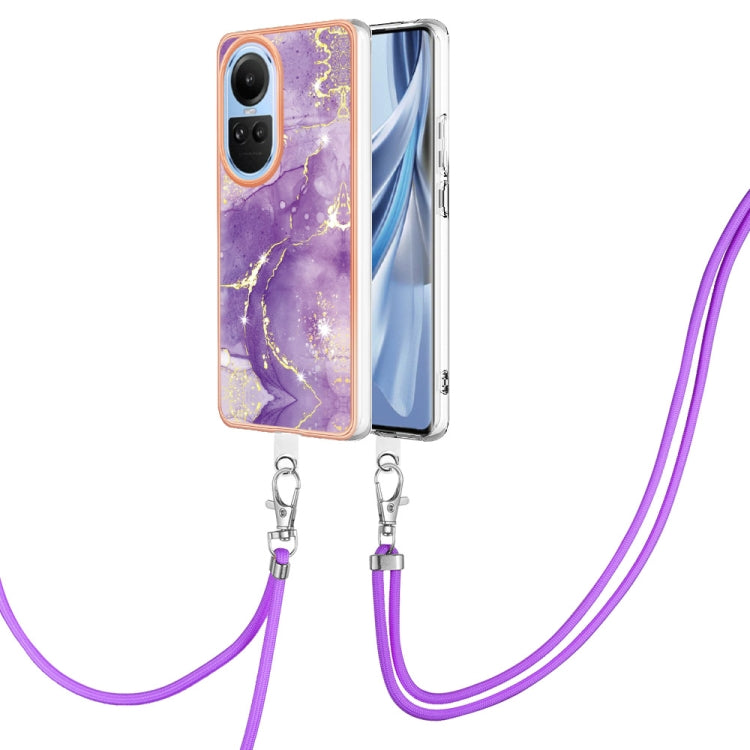 Electroplating Marble Dual-side IMD Phone Case with Lanyard, For OPPO Reno11 Pro 5G Global, For OPPO A58 4G, For OPPO Reno10 5G Global, For OPPO Reno10 Pro 5G Global, For OPPO A78 4G