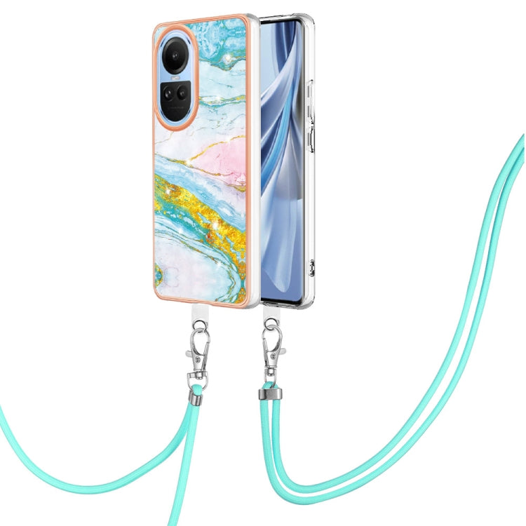 Electroplating Marble Dual-side IMD Phone Case with Lanyard, For OPPO Reno11 Pro 5G Global, For OPPO A58 4G, For OPPO Reno10 5G Global, For OPPO Reno10 Pro 5G Global, For OPPO A78 4G