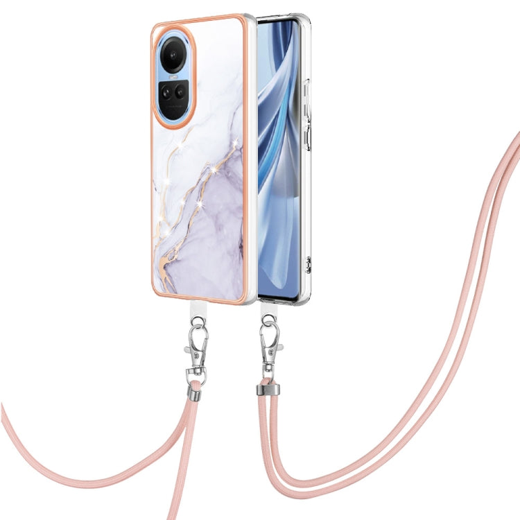 Electroplating Marble Dual-side IMD Phone Case with Lanyard, For OPPO Reno11 Pro 5G Global, For OPPO A58 4G, For OPPO Reno10 5G Global, For OPPO Reno10 Pro 5G Global, For OPPO A78 4G