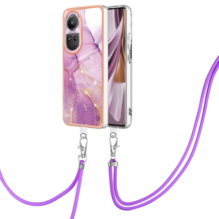 Electroplating Marble Dual-side IMD Phone Case with Lanyard, For OPPO Reno11 Pro 5G Global, For OPPO A58 4G, For OPPO Reno10 5G Global, For OPPO Reno10 Pro 5G Global, For OPPO A78 4G