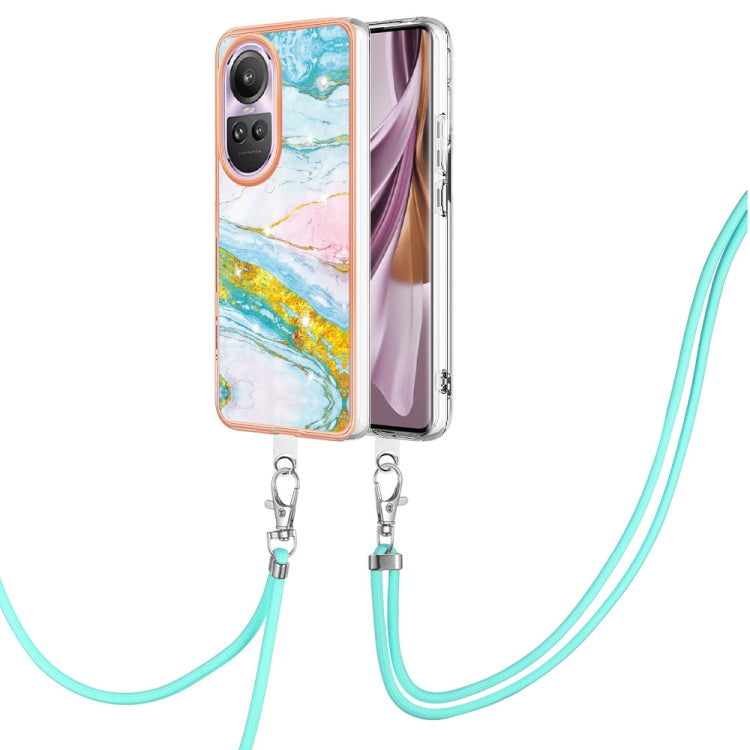 Electroplating Marble Dual-side IMD Phone Case with Lanyard, For OPPO Reno11 Pro 5G Global, For OPPO A58 4G, For OPPO Reno10 5G Global, For OPPO Reno10 Pro 5G Global, For OPPO A78 4G