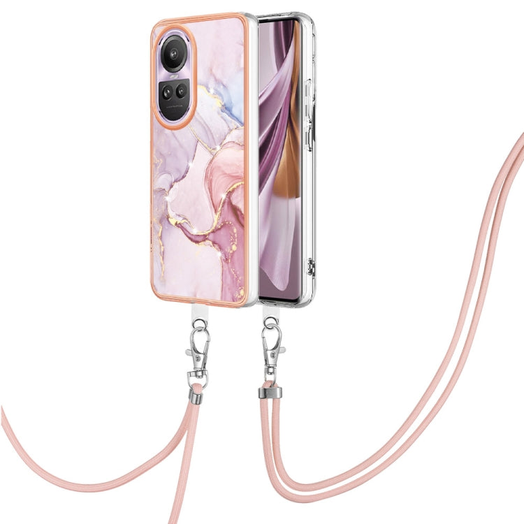 Electroplating Marble Dual-side IMD Phone Case with Lanyard, For OPPO Reno11 Pro 5G Global, For OPPO A58 4G, For OPPO Reno10 5G Global, For OPPO Reno10 Pro 5G Global, For OPPO A78 4G