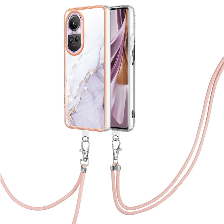 Electroplating Marble Dual-side IMD Phone Case with Lanyard, For OPPO Reno11 Pro 5G Global, For OPPO A58 4G, For OPPO Reno10 5G Global, For OPPO Reno10 Pro 5G Global, For OPPO A78 4G