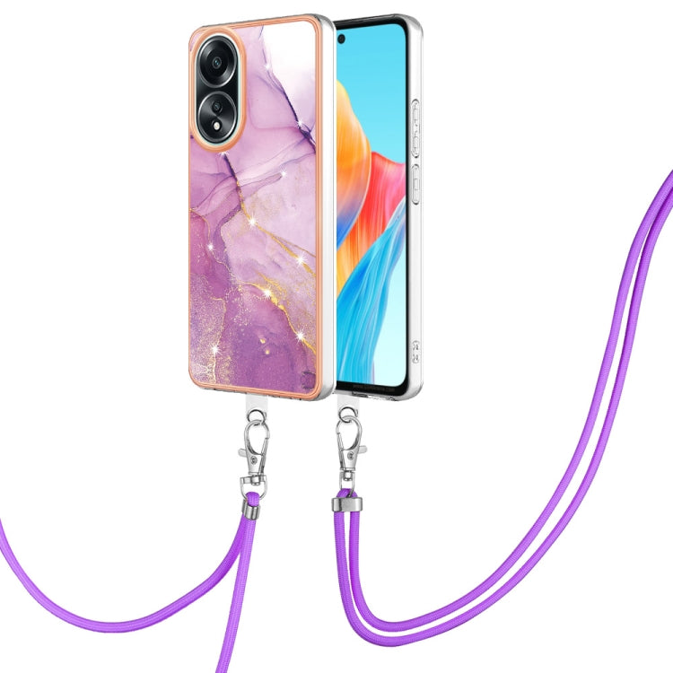 Electroplating Marble Dual-side IMD Phone Case with Lanyard, For OPPO Reno11 Pro 5G Global, For OPPO A58 4G, For OPPO Reno10 5G Global, For OPPO Reno10 Pro 5G Global, For OPPO A78 4G