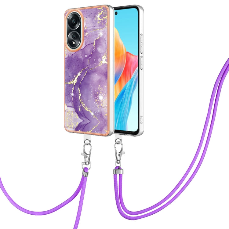 Electroplating Marble Dual-side IMD Phone Case with Lanyard, For OPPO Reno11 Pro 5G Global, For OPPO A58 4G, For OPPO Reno10 5G Global, For OPPO Reno10 Pro 5G Global, For OPPO A78 4G