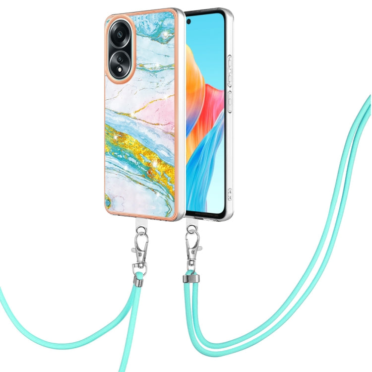 Electroplating Marble Dual-side IMD Phone Case with Lanyard, For OPPO Reno11 Pro 5G Global, For OPPO A58 4G, For OPPO Reno10 5G Global, For OPPO Reno10 Pro 5G Global, For OPPO A78 4G