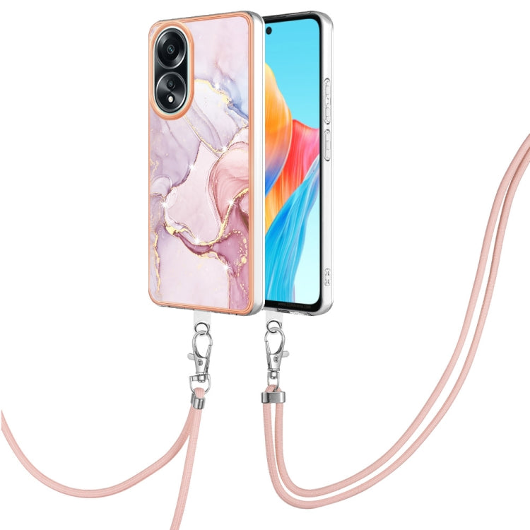 Electroplating Marble Dual-side IMD Phone Case with Lanyard, For OPPO Reno11 Pro 5G Global, For OPPO A58 4G, For OPPO Reno10 5G Global, For OPPO Reno10 Pro 5G Global, For OPPO A78 4G