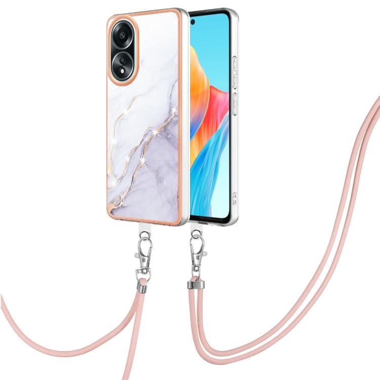 Electroplating Marble Dual-side IMD Phone Case with Lanyard, For OPPO Reno11 Pro 5G Global, For OPPO A58 4G, For OPPO Reno10 5G Global, For OPPO Reno10 Pro 5G Global, For OPPO A78 4G