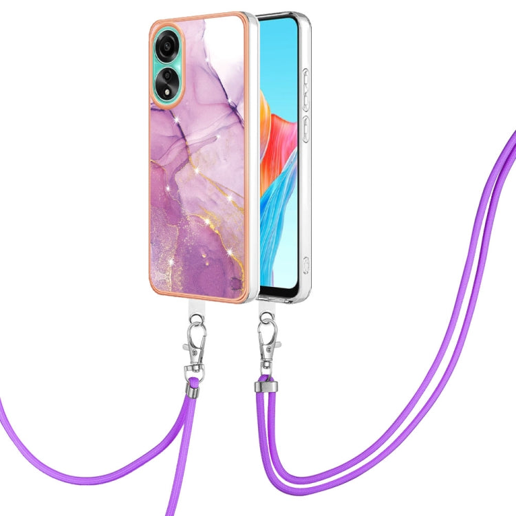 Electroplating Marble Dual-side IMD Phone Case with Lanyard, For OPPO Reno11 Pro 5G Global, For OPPO A58 4G, For OPPO Reno10 5G Global, For OPPO Reno10 Pro 5G Global, For OPPO A78 4G