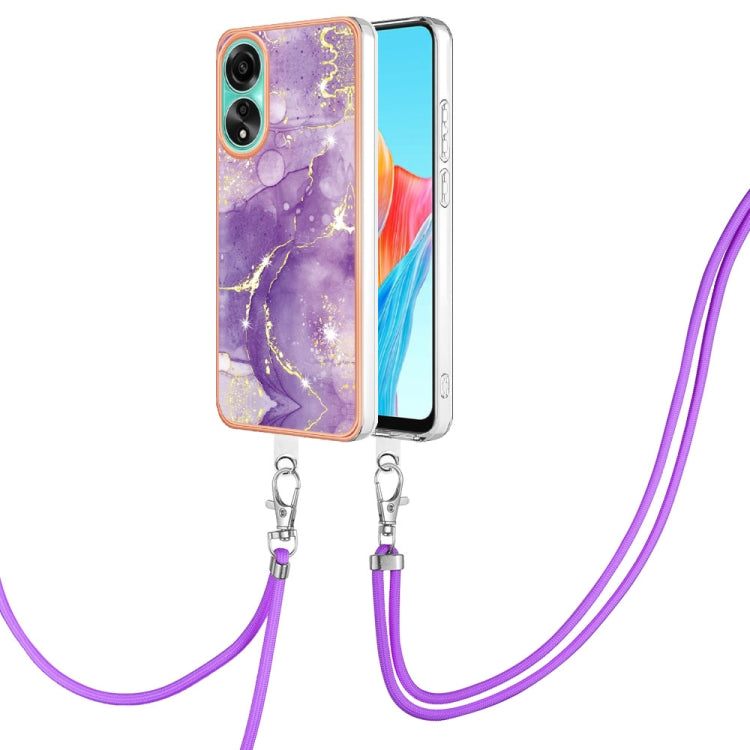 Electroplating Marble Dual-side IMD Phone Case with Lanyard, For OPPO Reno11 Pro 5G Global, For OPPO A58 4G, For OPPO Reno10 5G Global, For OPPO Reno10 Pro 5G Global, For OPPO A78 4G