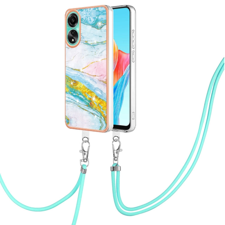 Electroplating Marble Dual-side IMD Phone Case with Lanyard, For OPPO Reno11 Pro 5G Global, For OPPO A58 4G, For OPPO Reno10 5G Global, For OPPO Reno10 Pro 5G Global, For OPPO A78 4G