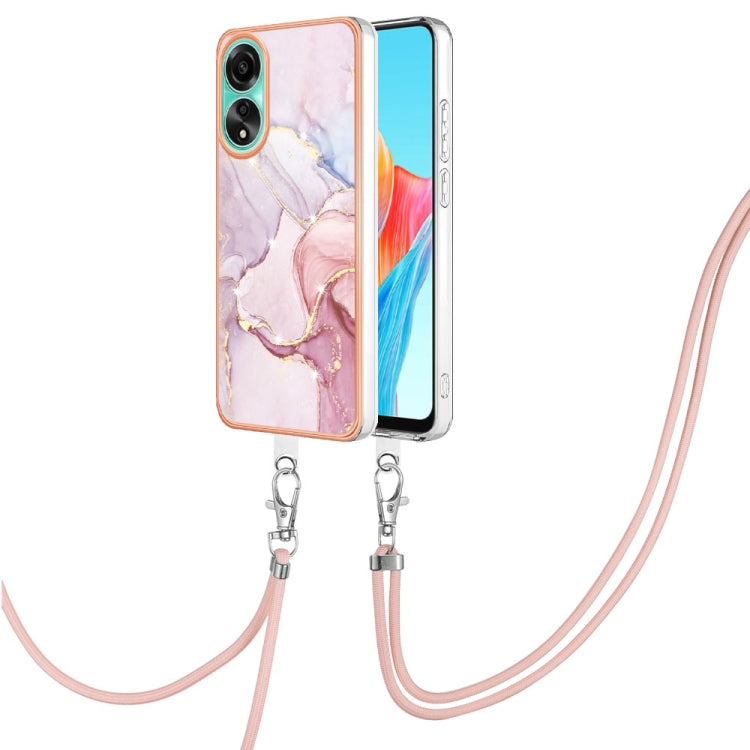 Electroplating Marble Dual-side IMD Phone Case with Lanyard, For OPPO Reno11 Pro 5G Global, For OPPO A58 4G, For OPPO Reno10 5G Global, For OPPO Reno10 Pro 5G Global, For OPPO A78 4G