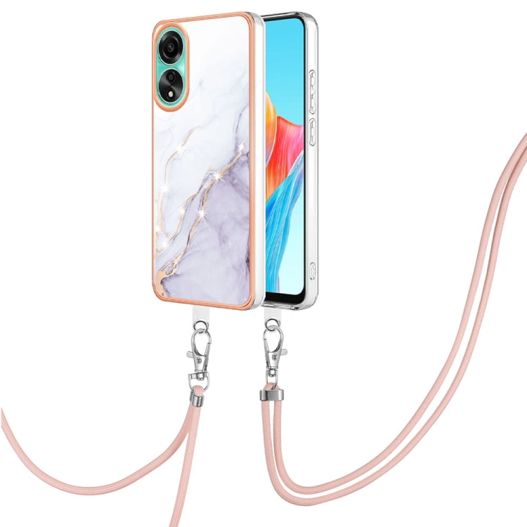 Electroplating Marble Dual-side IMD Phone Case with Lanyard, For OPPO Reno11 Pro 5G Global, For OPPO A58 4G, For OPPO Reno10 5G Global, For OPPO Reno10 Pro 5G Global, For OPPO A78 4G