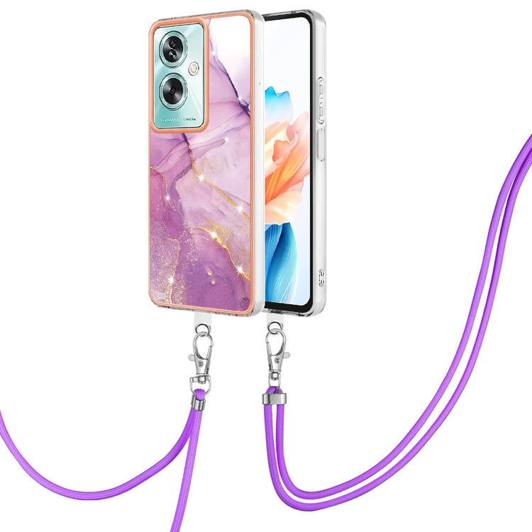 Electroplating Marble Dual-side IMD Phone Case with Lanyard, For OPPO Reno8 T 4G, For OPPO A78 / A58, For OPPO A98, For OPPO A57 4G/A77 5G Taiwan/K10 5G Global, For OPPO A79 5G Global