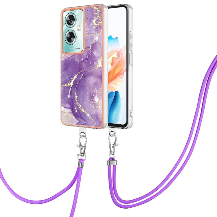 Electroplating Marble Dual-side IMD Phone Case with Lanyard, For OPPO Reno8 T 4G, For OPPO A78 / A58, For OPPO A98, For OPPO A57 4G/A77 5G Taiwan/K10 5G Global, For OPPO A79 5G Global