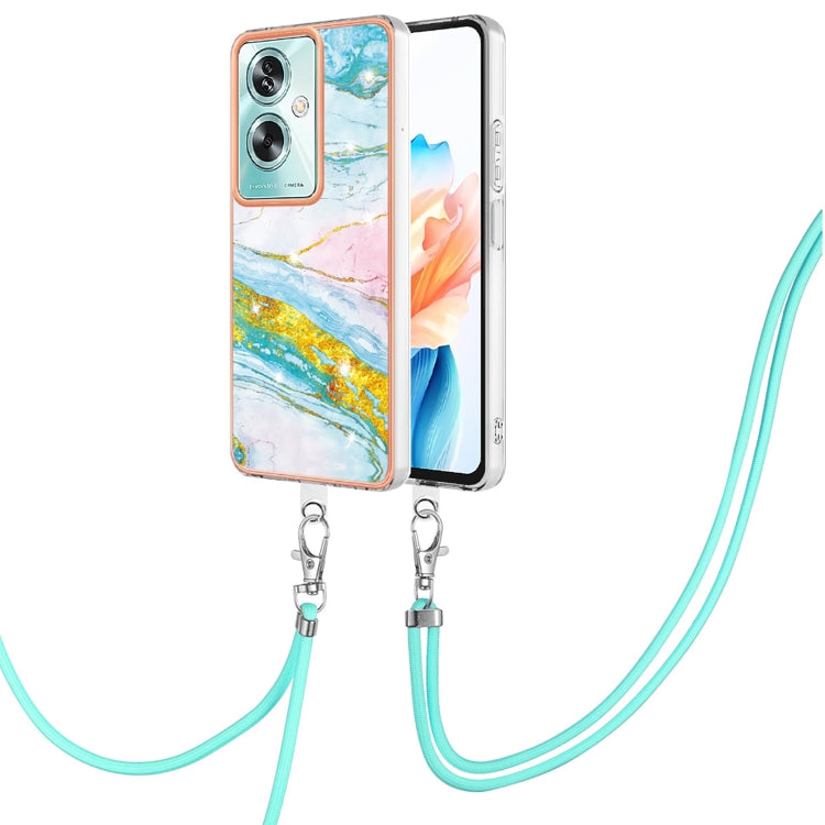 Electroplating Marble Dual-side IMD Phone Case with Lanyard, For OPPO Reno8 T 4G, For OPPO A78 / A58, For OPPO A98, For OPPO A57 4G/A77 5G Taiwan/K10 5G Global, For OPPO A79 5G Global