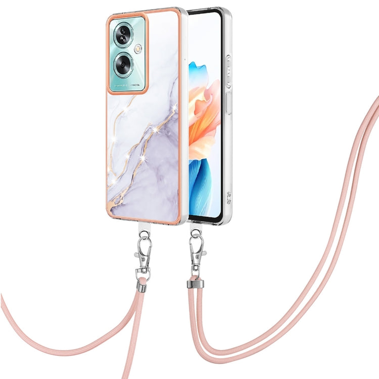 Electroplating Marble Dual-side IMD Phone Case with Lanyard, For OPPO Reno8 T 4G, For OPPO A78 / A58, For OPPO A98, For OPPO A57 4G/A77 5G Taiwan/K10 5G Global, For OPPO A79 5G Global