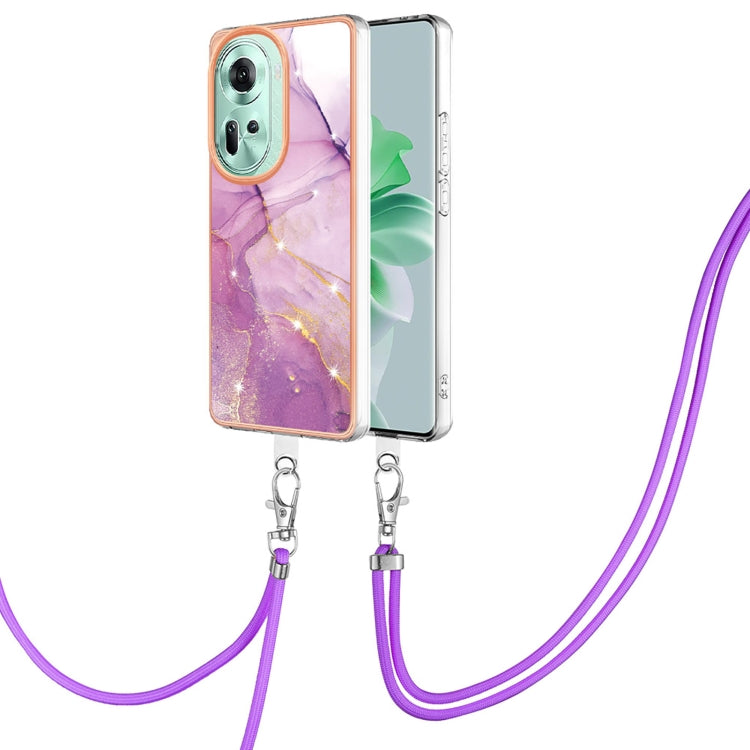 Electroplating Marble Dual-side IMD Phone Case with Lanyard, For OPPO Reno12 Pro Global, For OPPO Reno12 Global, For OPPO A60, For OPPO Reno11 F 5G Global, For OPPO Reno11 5G Global