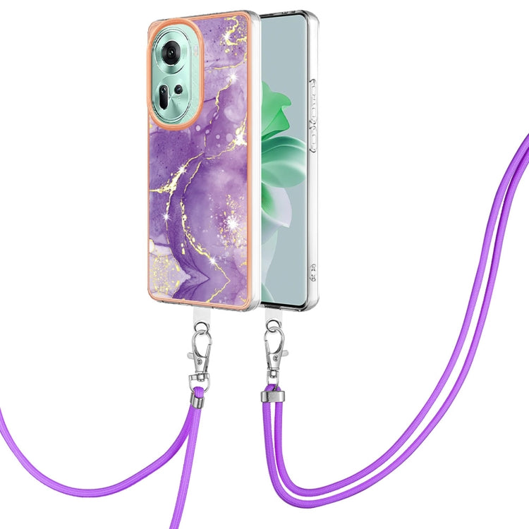 Electroplating Marble Dual-side IMD Phone Case with Lanyard, For OPPO Reno12 Pro Global, For OPPO Reno12 Global, For OPPO A60, For OPPO Reno11 F 5G Global, For OPPO Reno11 5G Global