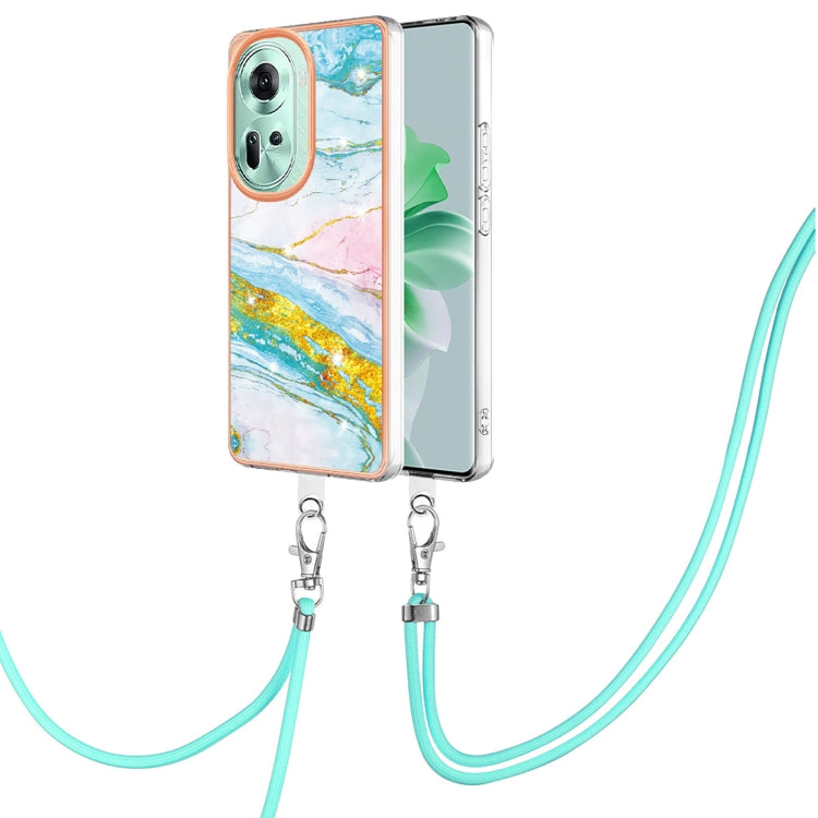 Electroplating Marble Dual-side IMD Phone Case with Lanyard, For OPPO Reno12 Pro Global, For OPPO Reno12 Global, For OPPO A60, For OPPO Reno11 F 5G Global, For OPPO Reno11 5G Global