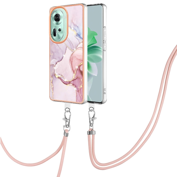 Electroplating Marble Dual-side IMD Phone Case with Lanyard, For OPPO Reno12 Pro Global, For OPPO Reno12 Global, For OPPO A60, For OPPO Reno11 F 5G Global, For OPPO Reno11 5G Global