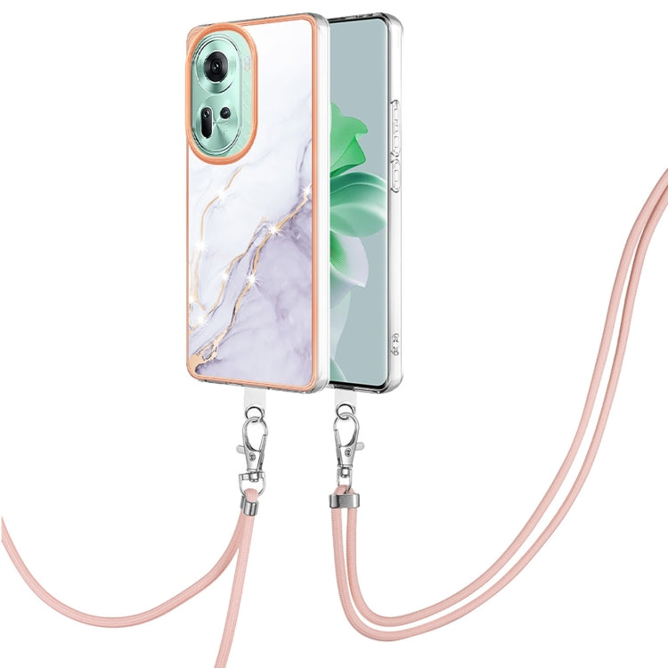 Electroplating Marble Dual-side IMD Phone Case with Lanyard, For OPPO Reno12 Pro Global, For OPPO Reno12 Global, For OPPO A60, For OPPO Reno11 F 5G Global, For OPPO Reno11 5G Global