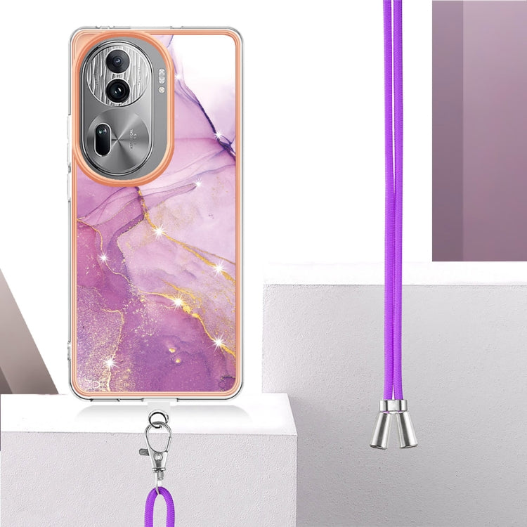 Electroplating Marble Dual-side IMD Phone Case with Lanyard, For OPPO Reno11 Pro 5G Global, For OPPO A58 4G, For OPPO Reno10 5G Global, For OPPO Reno10 Pro 5G Global, For OPPO A78 4G