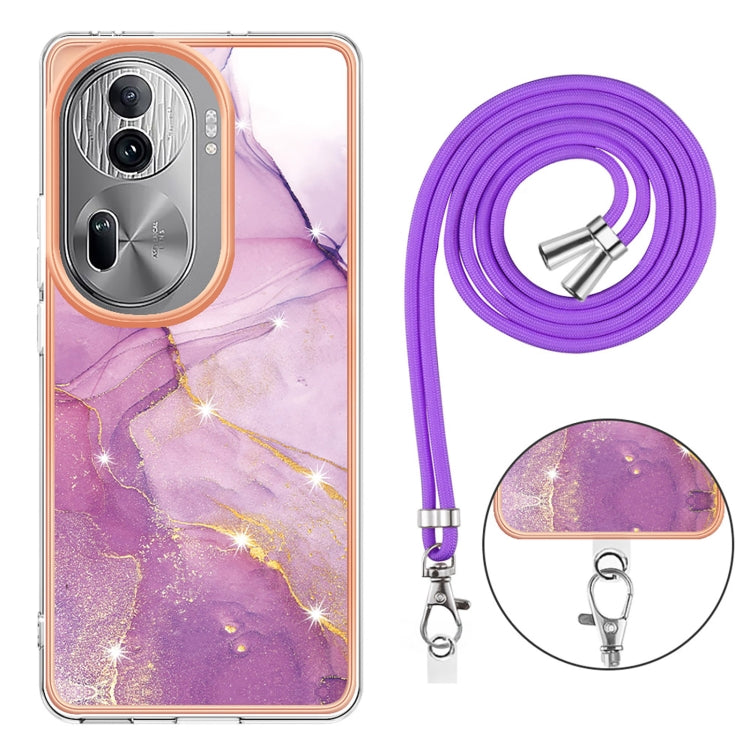 Electroplating Marble Dual-side IMD Phone Case with Lanyard, For OPPO Reno11 Pro 5G Global, For OPPO A58 4G, For OPPO Reno10 5G Global, For OPPO Reno10 Pro 5G Global, For OPPO A78 4G