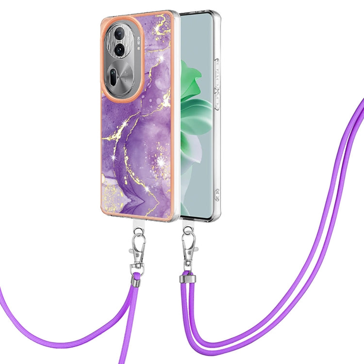 Electroplating Marble Dual-side IMD Phone Case with Lanyard, For OPPO Reno11 Pro 5G Global, For OPPO A58 4G, For OPPO Reno10 5G Global, For OPPO Reno10 Pro 5G Global, For OPPO A78 4G