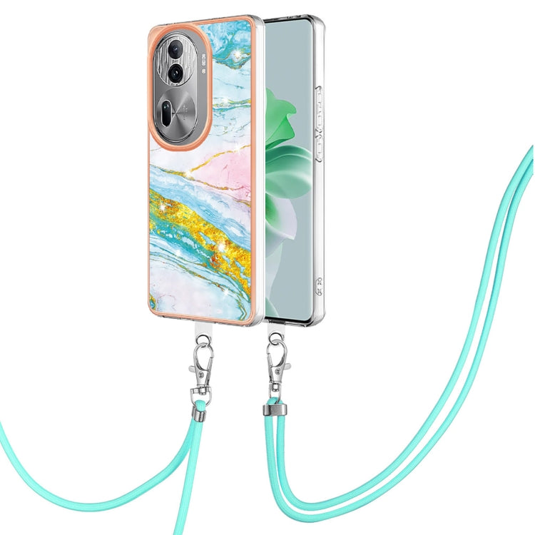 Electroplating Marble Dual-side IMD Phone Case with Lanyard, For OPPO Reno11 Pro 5G Global, For OPPO A58 4G, For OPPO Reno10 5G Global, For OPPO Reno10 Pro 5G Global, For OPPO A78 4G