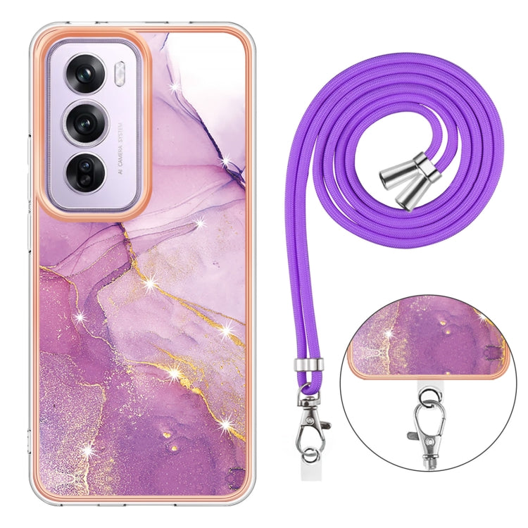 Electroplating Marble Dual-side IMD Phone Case with Lanyard, For OPPO Reno12 Pro Global, For OPPO Reno12 Global, For OPPO A60, For OPPO Reno11 F 5G Global, For OPPO Reno11 5G Global