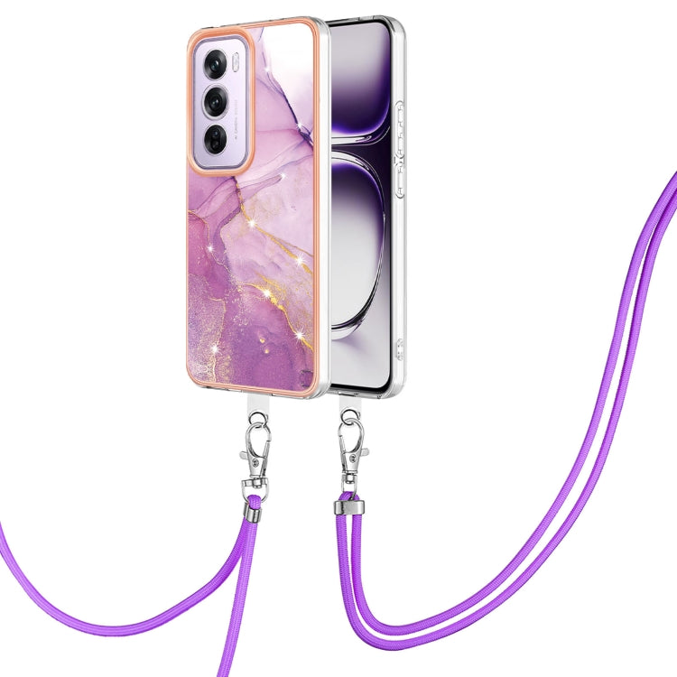 Electroplating Marble Dual-side IMD Phone Case with Lanyard, For OPPO Reno12 Pro Global, For OPPO Reno12 Global, For OPPO A60, For OPPO Reno11 F 5G Global, For OPPO Reno11 5G Global