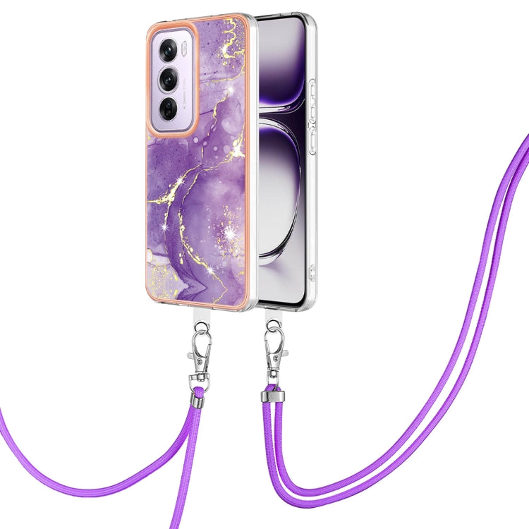 Electroplating Marble Dual-side IMD Phone Case with Lanyard, For OPPO Reno12 Pro Global, For OPPO Reno12 Global, For OPPO A60, For OPPO Reno11 F 5G Global, For OPPO Reno11 5G Global