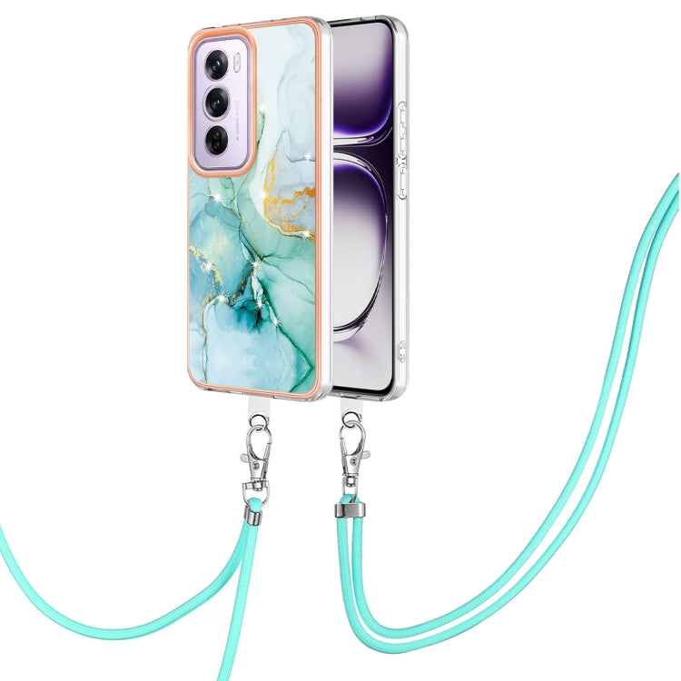 Electroplating Marble Dual-side IMD Phone Case with Lanyard, For OPPO Reno12 Pro Global, For OPPO Reno12 Global, For OPPO A60, For OPPO Reno11 F 5G Global, For OPPO Reno11 5G Global