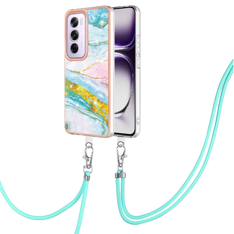 Electroplating Marble Dual-side IMD Phone Case with Lanyard, For OPPO Reno12 Pro Global, For OPPO Reno12 Global, For OPPO A60, For OPPO Reno11 F 5G Global, For OPPO Reno11 5G Global