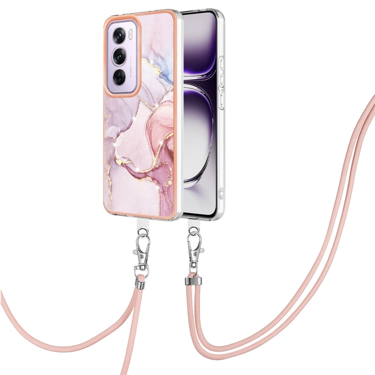 Electroplating Marble Dual-side IMD Phone Case with Lanyard, For OPPO Reno12 Pro Global, For OPPO Reno12 Global, For OPPO A60, For OPPO Reno11 F 5G Global, For OPPO Reno11 5G Global