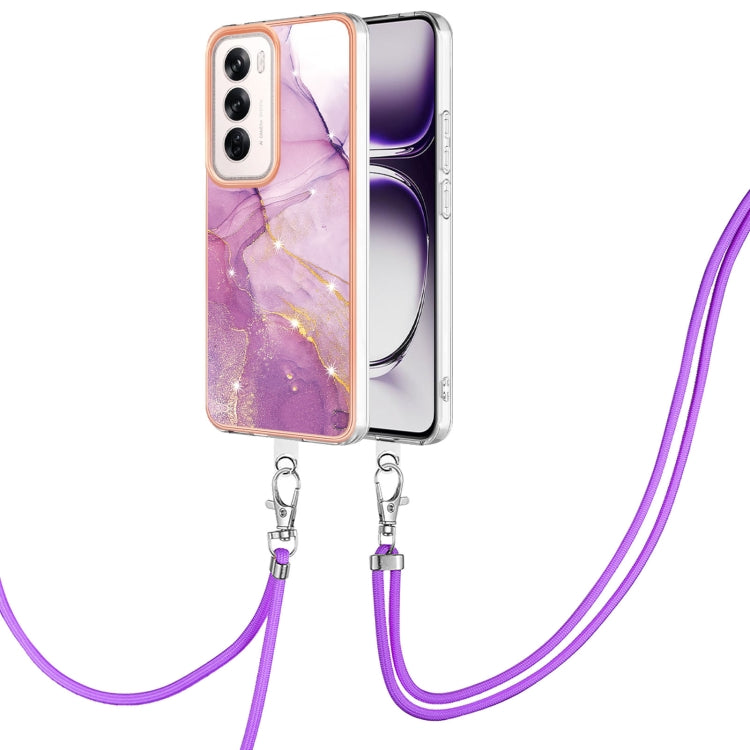 Electroplating Marble Dual-side IMD Phone Case with Lanyard, For OPPO Reno12 Pro Global, For OPPO Reno12 Global, For OPPO A60, For OPPO Reno11 F 5G Global, For OPPO Reno11 5G Global