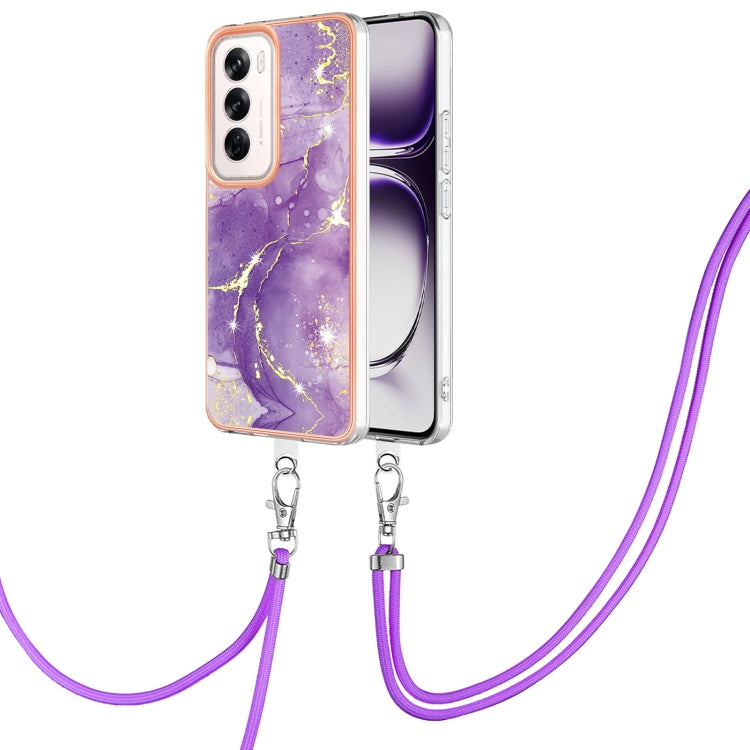 Electroplating Marble Dual-side IMD Phone Case with Lanyard, For OPPO Reno12 Pro Global, For OPPO Reno12 Global, For OPPO A60, For OPPO Reno11 F 5G Global, For OPPO Reno11 5G Global