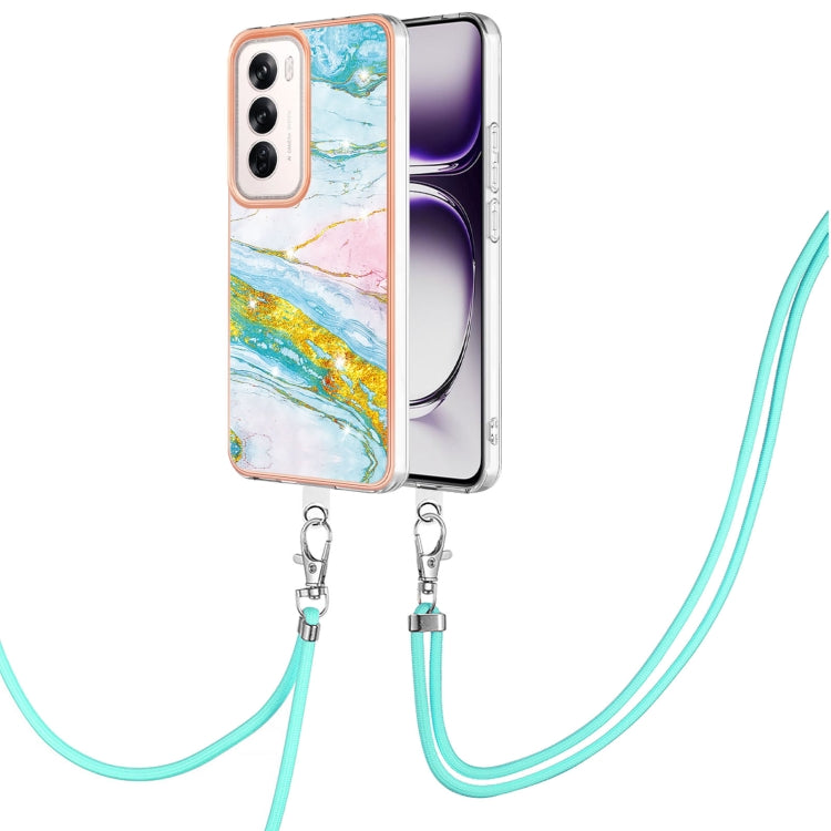 Electroplating Marble Dual-side IMD Phone Case with Lanyard, For OPPO Reno12 Pro Global, For OPPO Reno12 Global, For OPPO A60, For OPPO Reno11 F 5G Global, For OPPO Reno11 5G Global