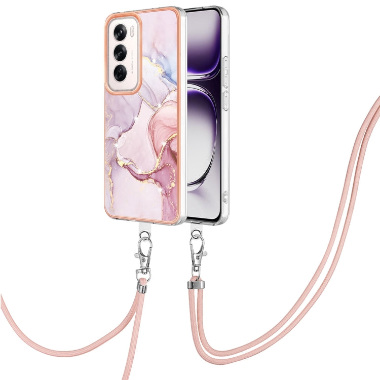 Electroplating Marble Dual-side IMD Phone Case with Lanyard, For OPPO Reno12 Pro Global, For OPPO Reno12 Global, For OPPO A60, For OPPO Reno11 F 5G Global, For OPPO Reno11 5G Global