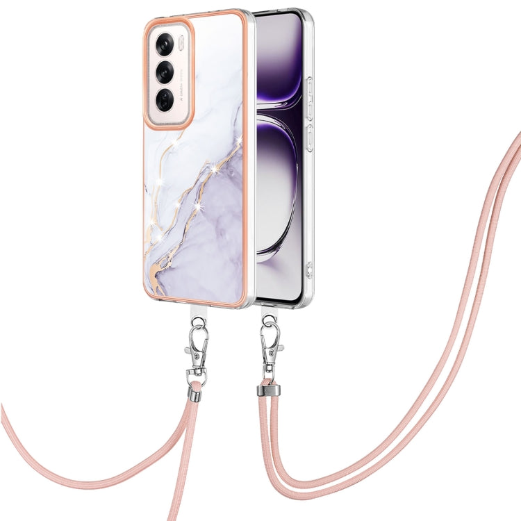 Electroplating Marble Dual-side IMD Phone Case with Lanyard, For OPPO Reno12 Pro Global, For OPPO Reno12 Global, For OPPO A60, For OPPO Reno11 F 5G Global, For OPPO Reno11 5G Global