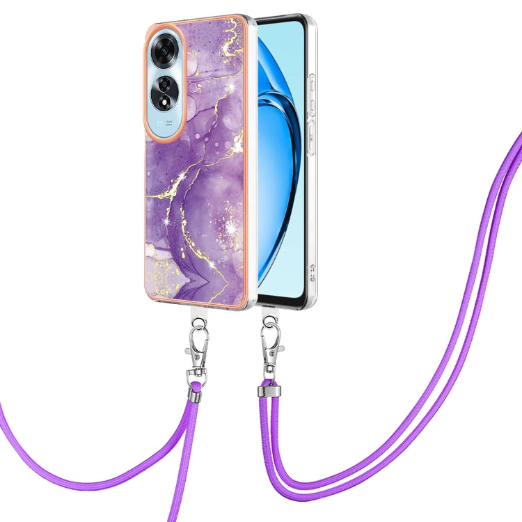 Electroplating Marble Dual-side IMD Phone Case with Lanyard, For OPPO Reno12 Pro Global, For OPPO Reno12 Global, For OPPO A60, For OPPO Reno11 F 5G Global, For OPPO Reno11 5G Global