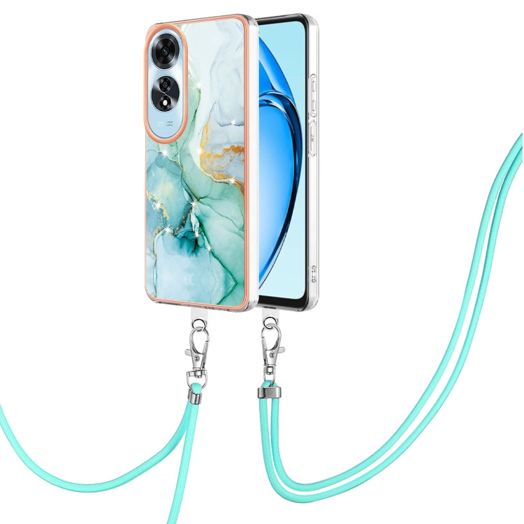 Electroplating Marble Dual-side IMD Phone Case with Lanyard, For OPPO Reno12 Pro Global, For OPPO Reno12 Global, For OPPO A60, For OPPO Reno11 F 5G Global, For OPPO Reno11 5G Global